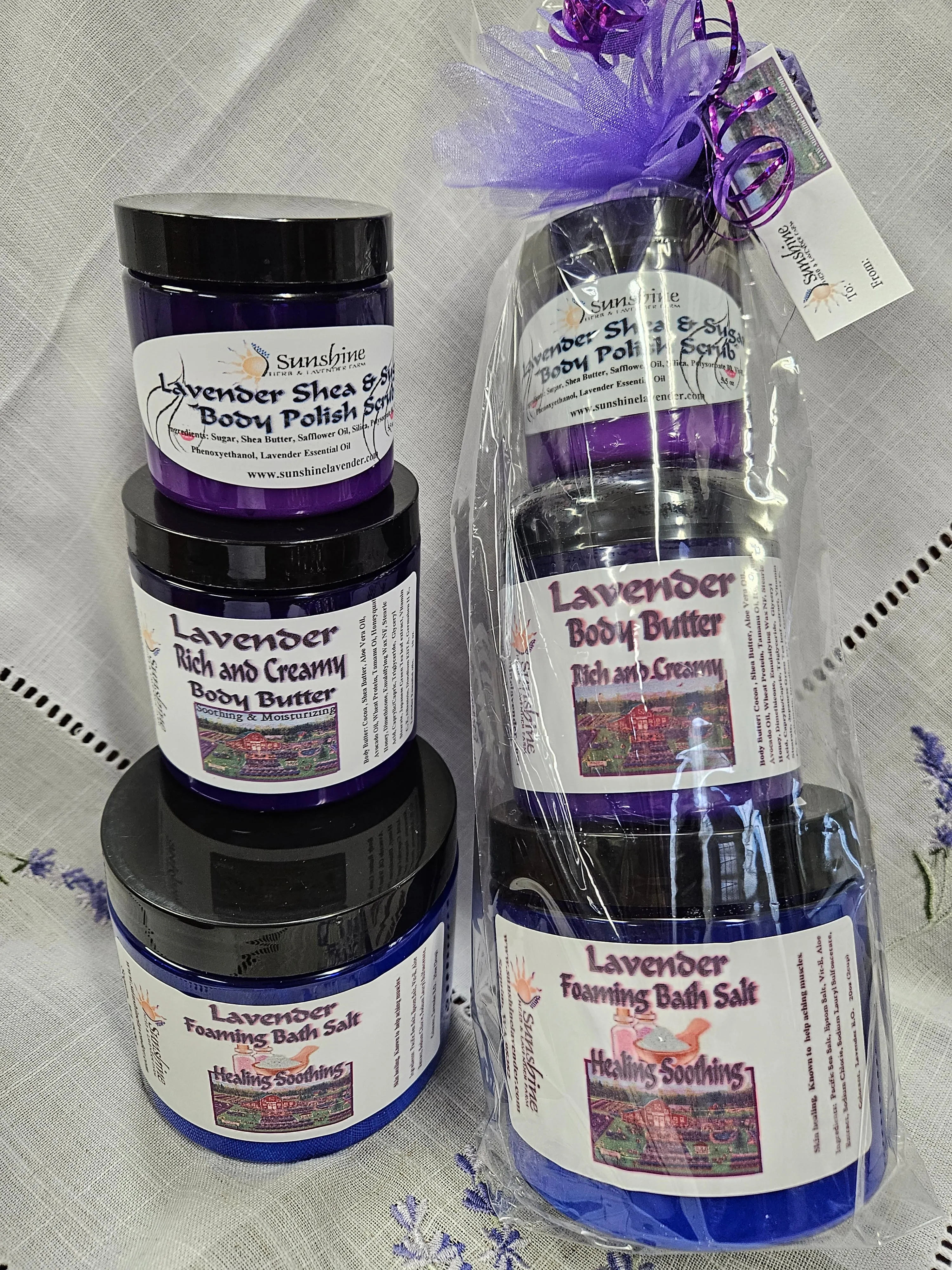 Body Butter, Sugar Scrub & Foaming Bath Salt Gift Set