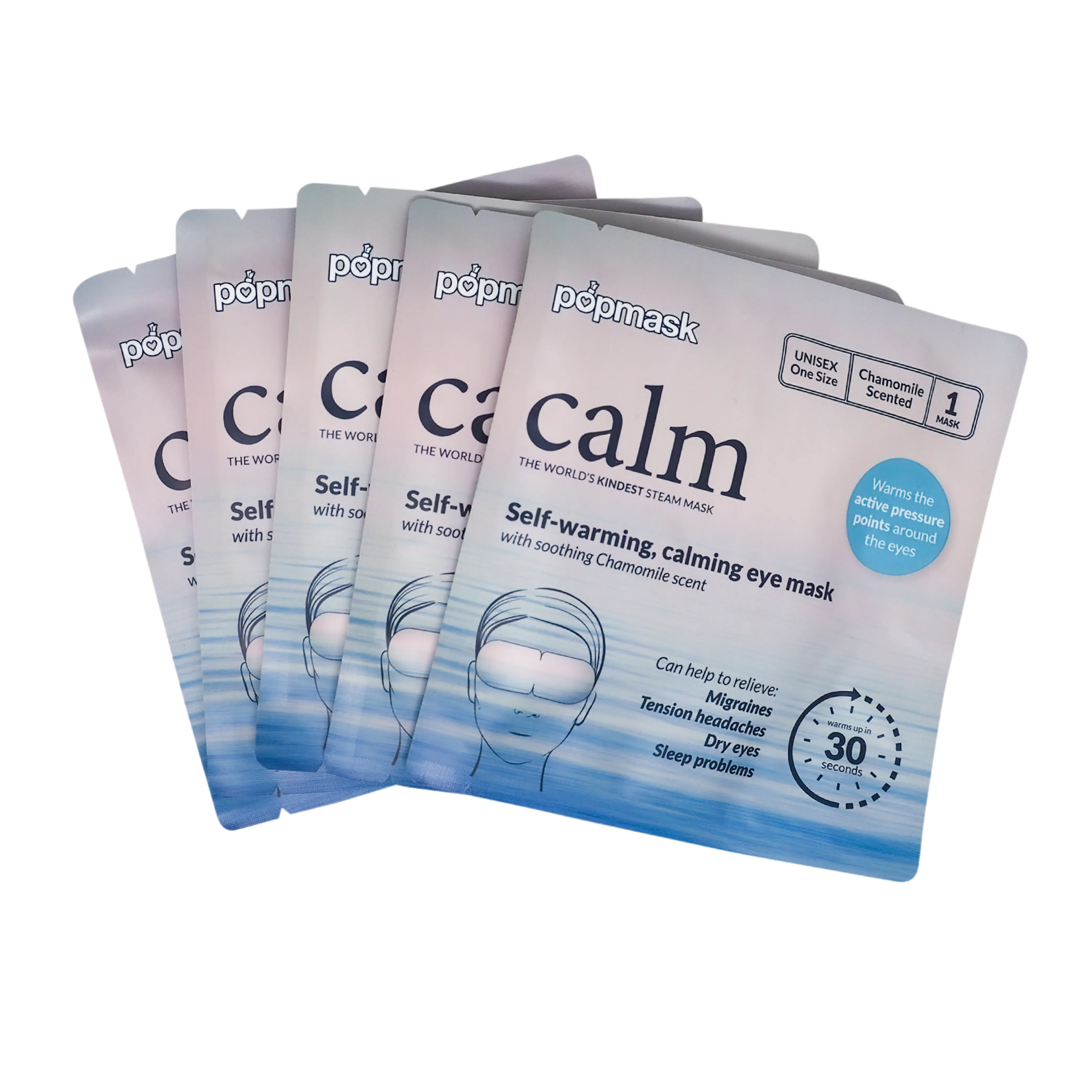 Calm Self-Heating Chamomile Eye Masks - 5 Pack | Ultimate Relaxation Eye Mask