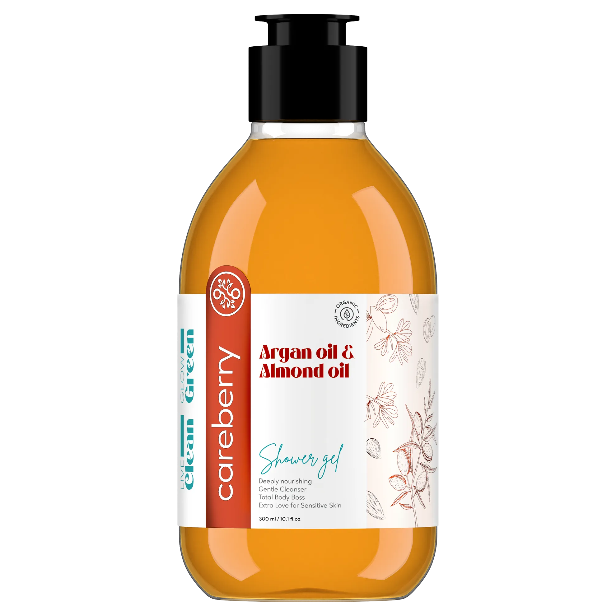 Careberry Argan & Almond Oil Shower Gel | Deeply Nourishing| AYUSH Certified | Sulphate & Paraben-Free