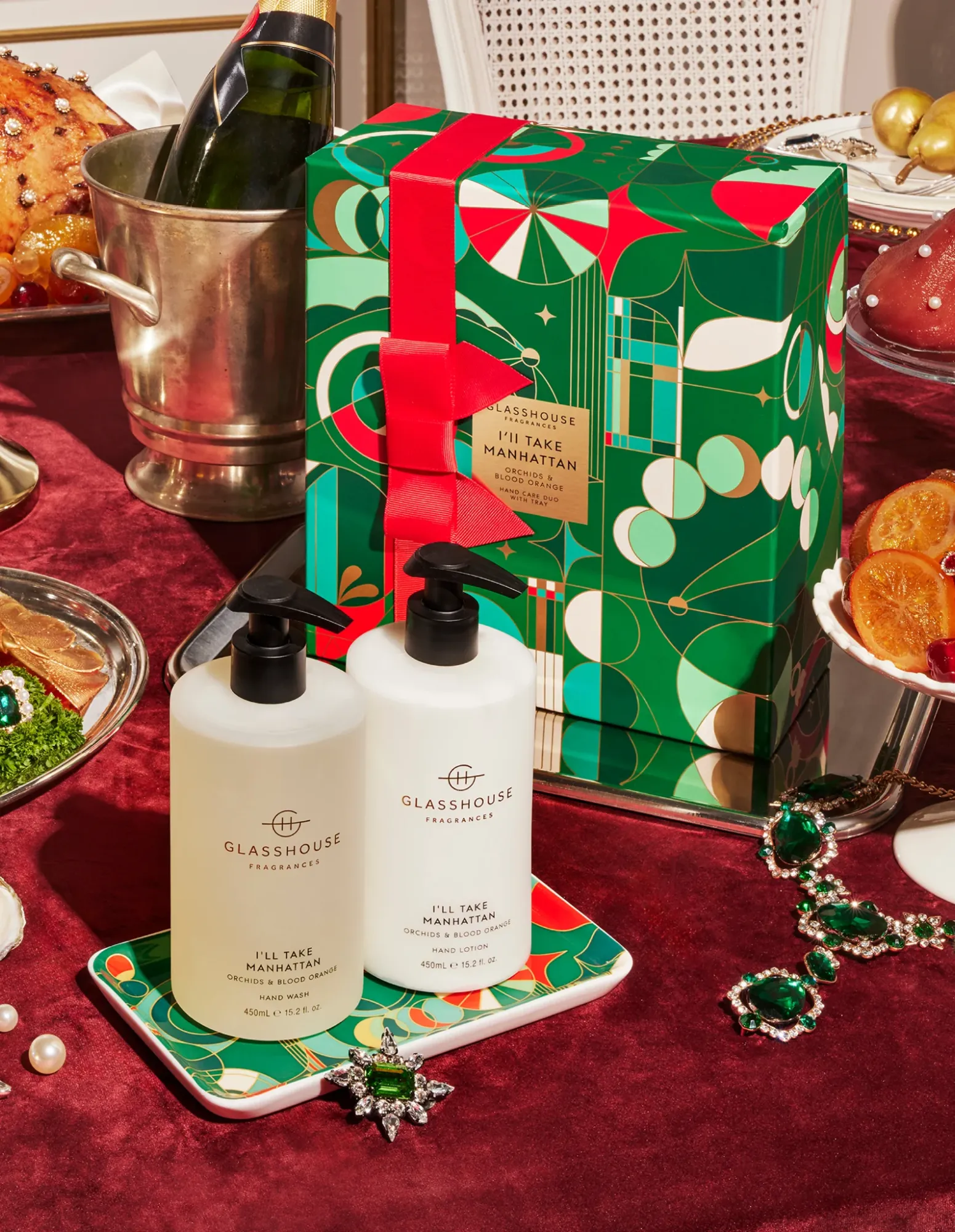 Christmas Hand Care Duo Set 450ml Hand Lotion & 450ml Hand Wash - I'll Take Manhattan - Glasshouse Fragrances