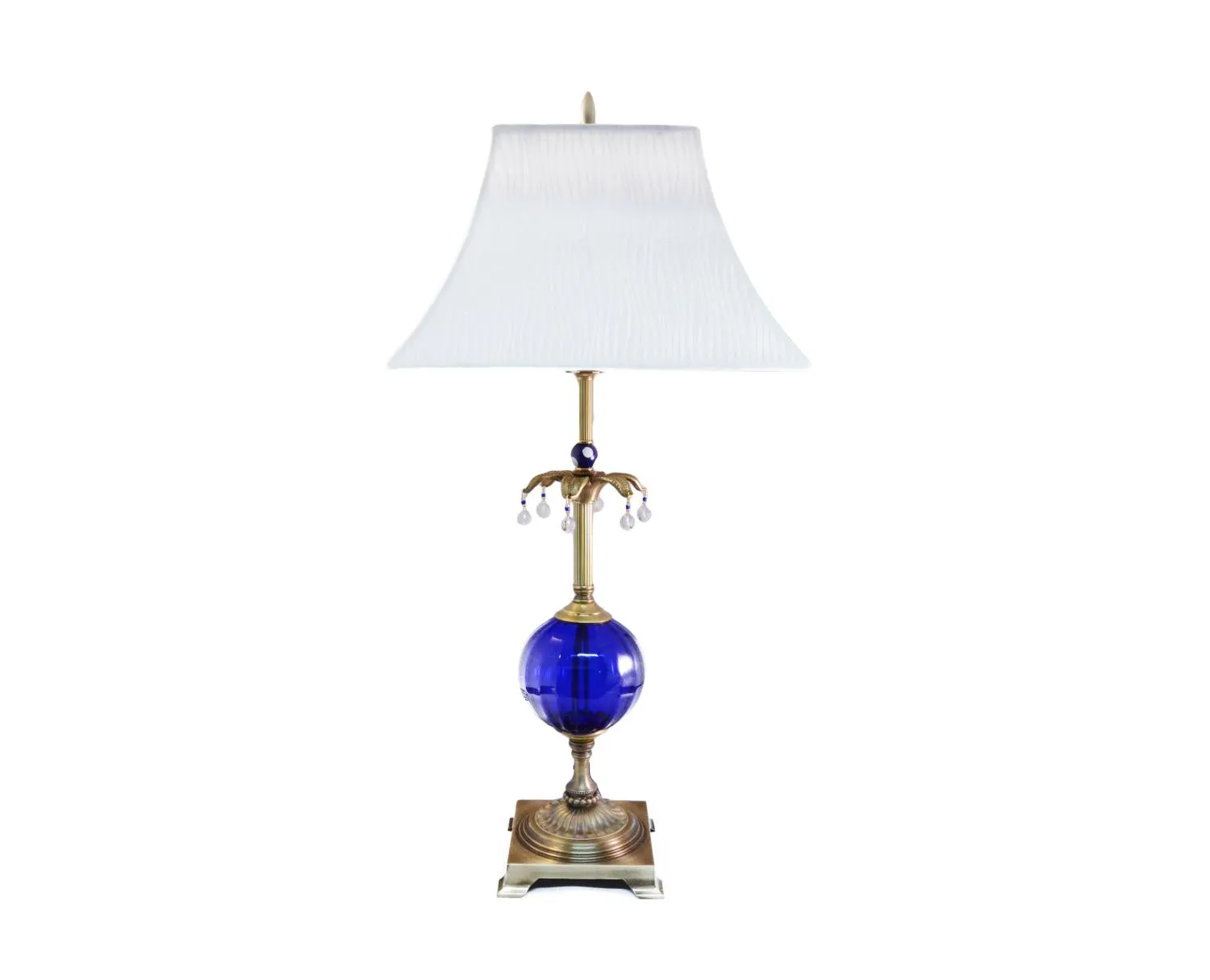 Cobalt Lamp with White Shade