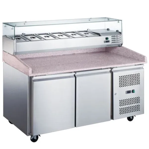 Coldline PDR-60-SG 60" Refrigerated Pizza Prep with Refrigerated Glass Topping Rail