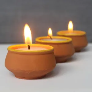 CRAFTLIPI Terracotta Handi Candles, Set of 12