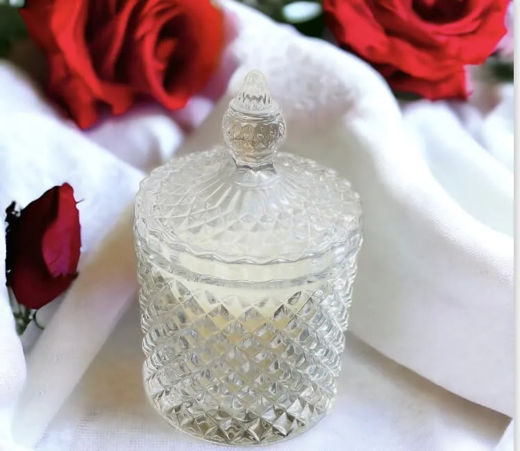 ELEGANTE HOMEZ Transparant Diamond Crystal Jar Pure Soy Wax Scented Candle for Home Decorations