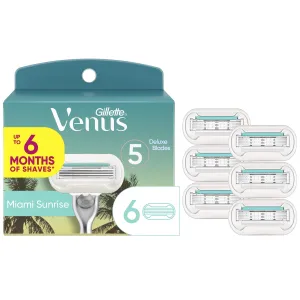 Gillette Venus Miami Sunrise Deluxe Smooth Sensitive Women's Razor Blade Refills, 6 Refills