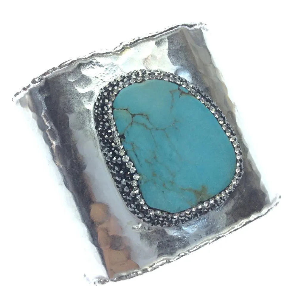 Handcrafted Silver and Turquoise Cuff