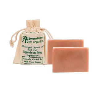 Handmade Organic Oil Bath Bar- Peppermint and Honey 2 Packs (For gentle soft care)100 GM