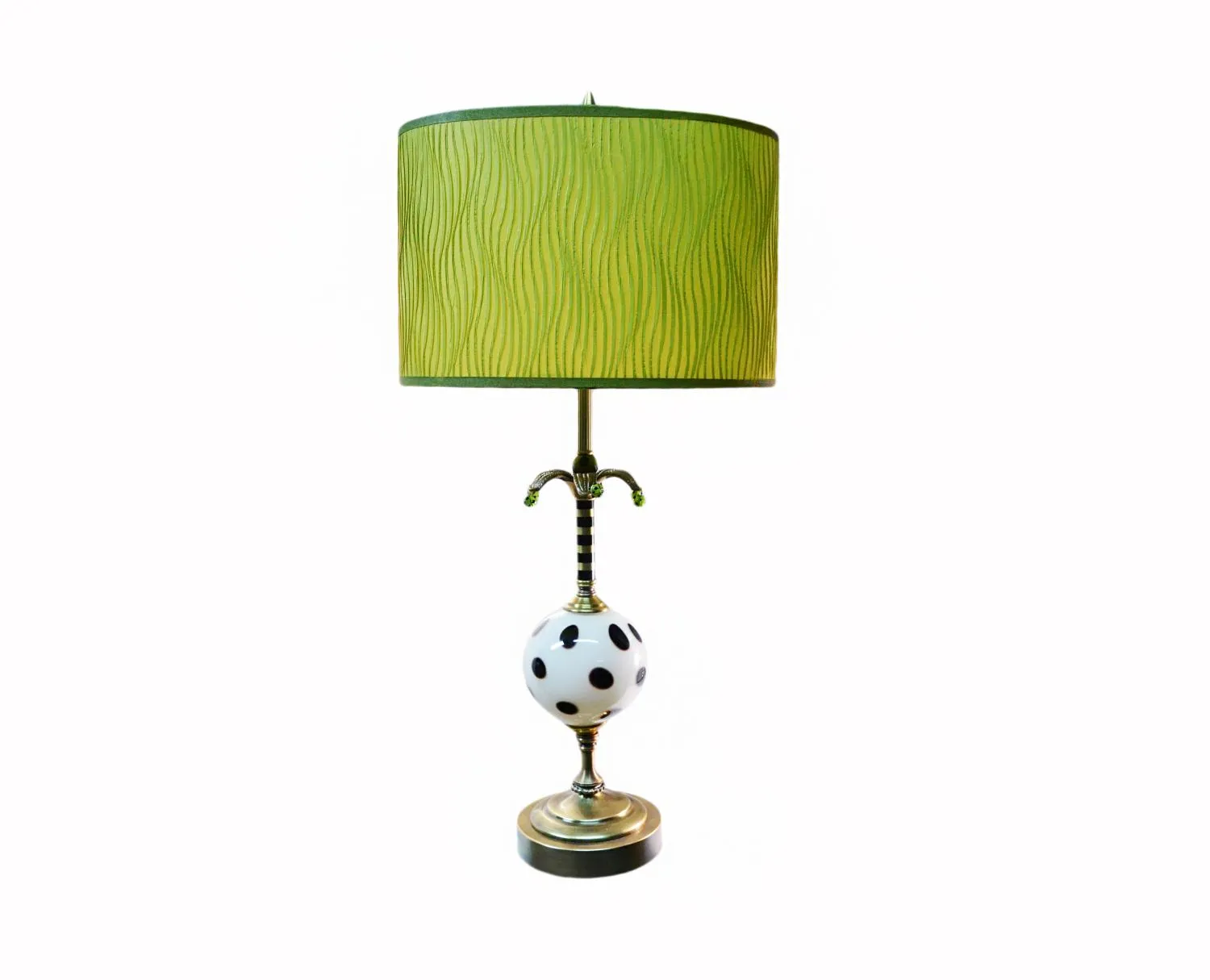 Ivory Dots Lamp with Green Shade