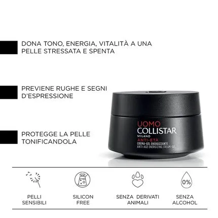 Men's restorative cream-gel with anti-wrinkle and anti-fatigue effect 50ml Collistar