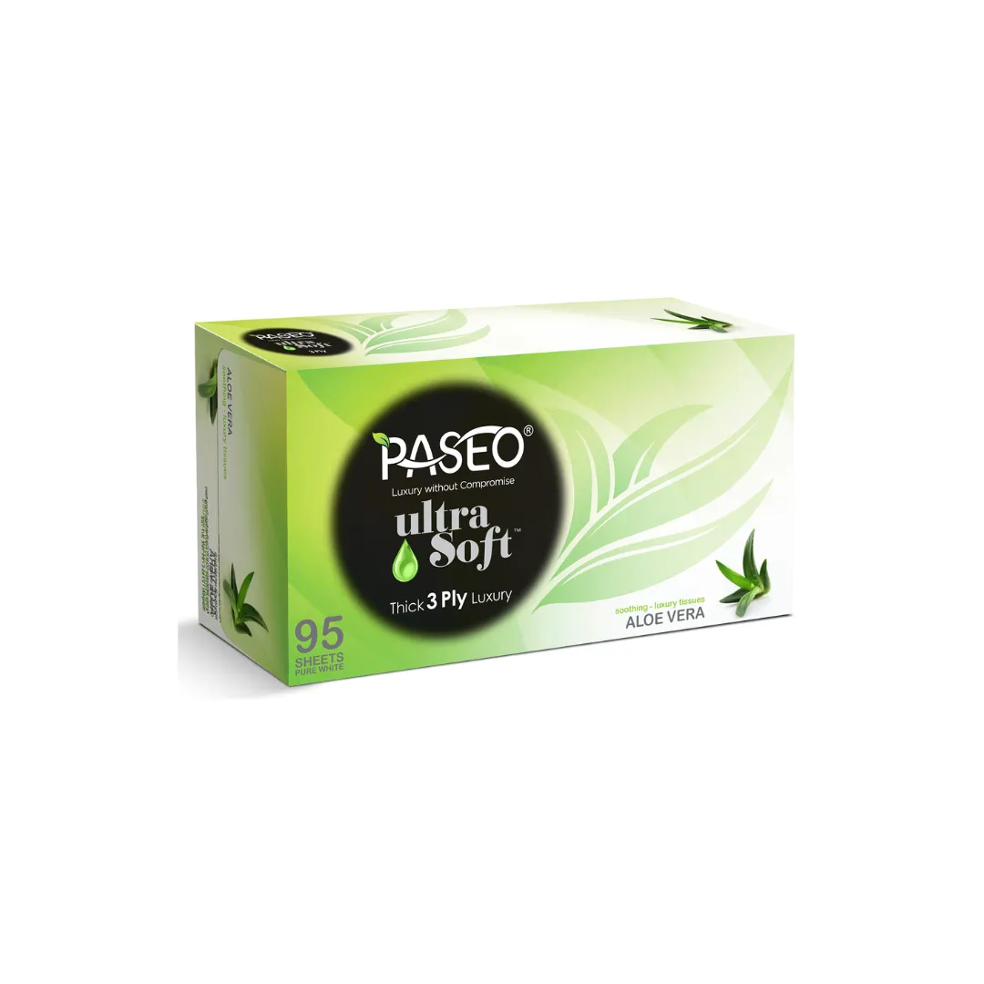 Paseo Ultra Soft Lotion Aloe Vera Infusion Luxury Facial Tissues (Pack of 12) – Imported, Soft & Moisturizing for Sensitive Skin