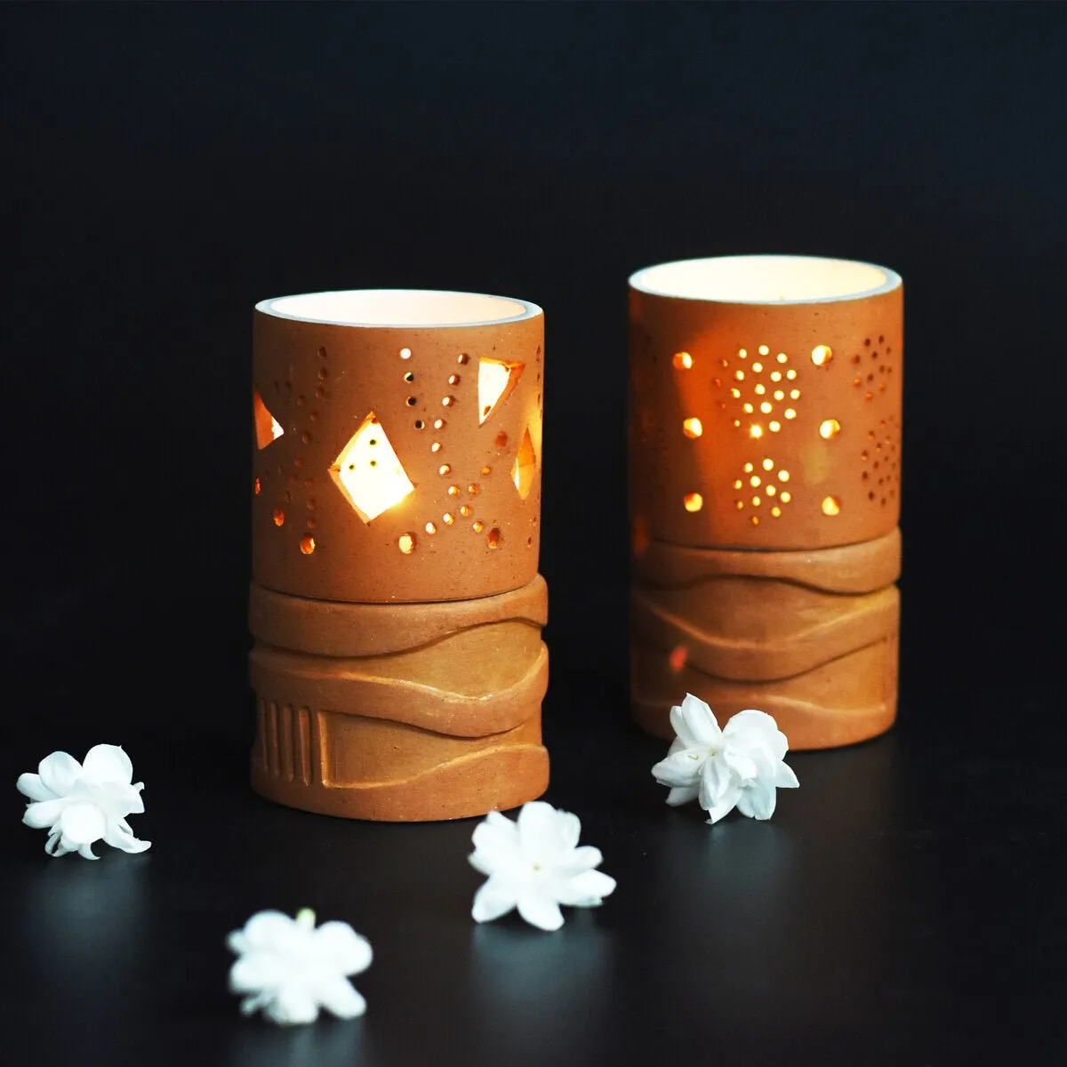 Straw 0.3 Candle Holders with 2 Free Soywax Tealights